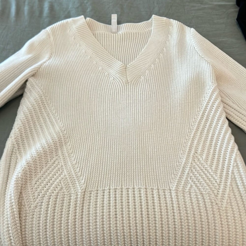 Classic V-Neck Women's Sweater in Cream